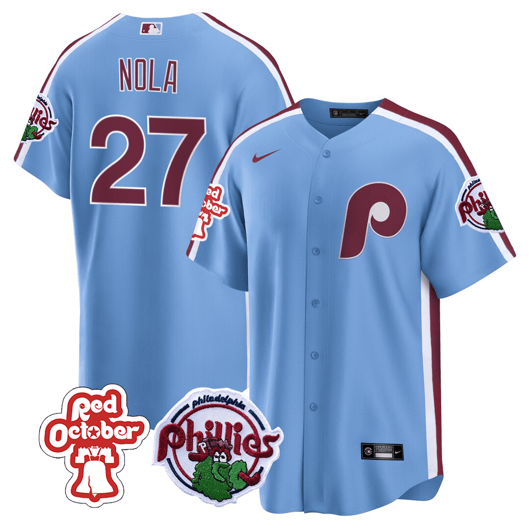 Philadelphia Phillies Red October Patch Cool Base Jersey - Stitched