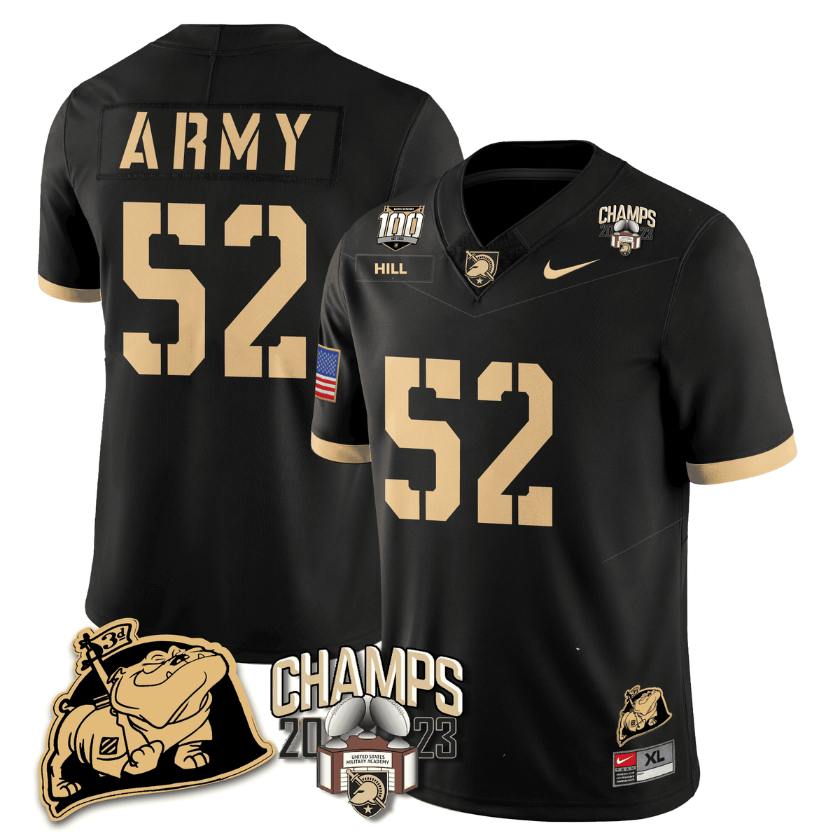 Army Black Knights 2023 CIC Trophy Champion Patch Jersey