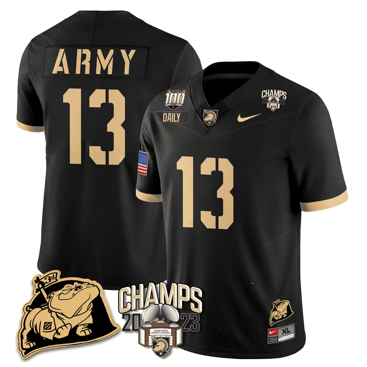 Army Black Knights 2023 CIC Trophy Champion Patch Jersey