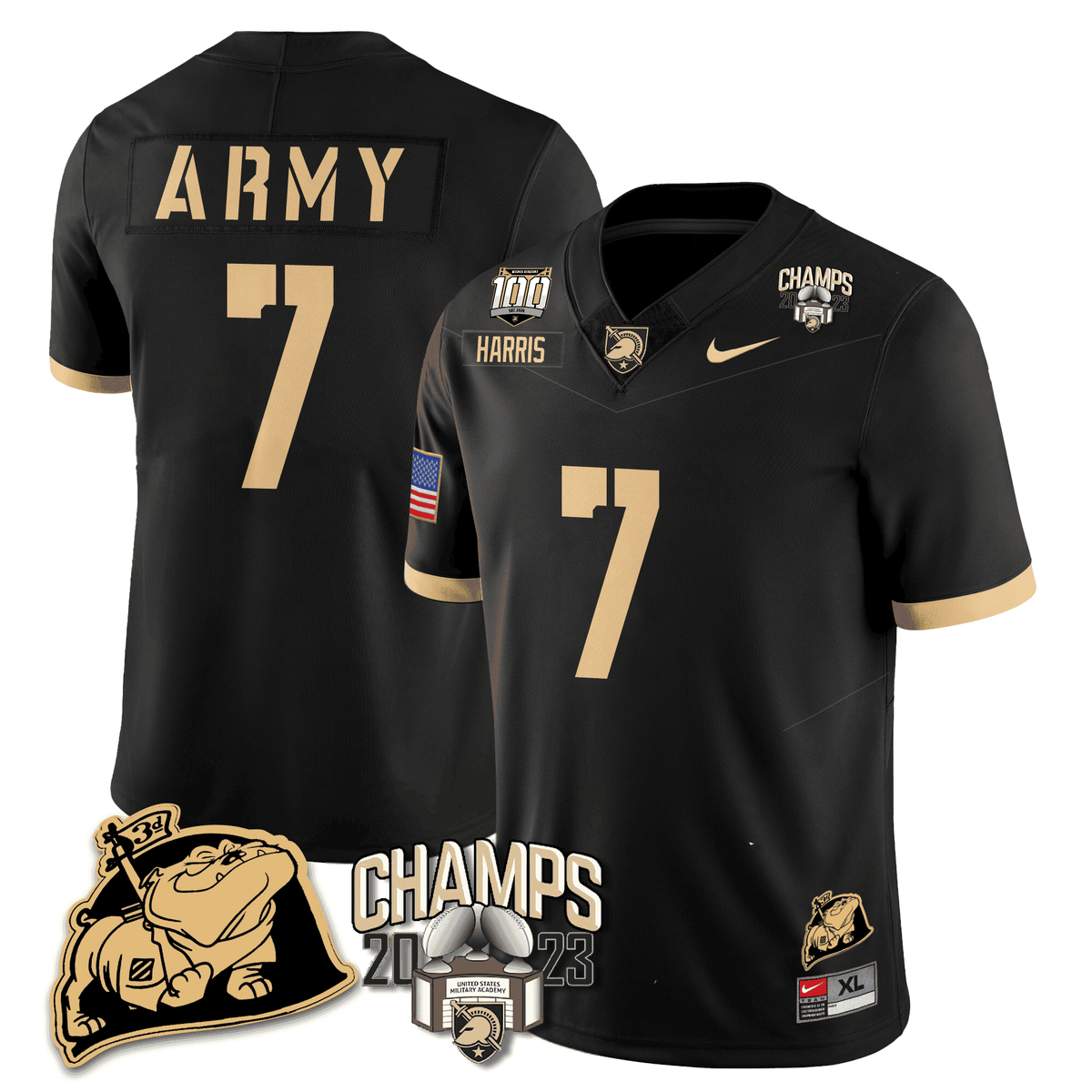 Army Black Knights 2023 CIC Trophy Champion Patch Jersey