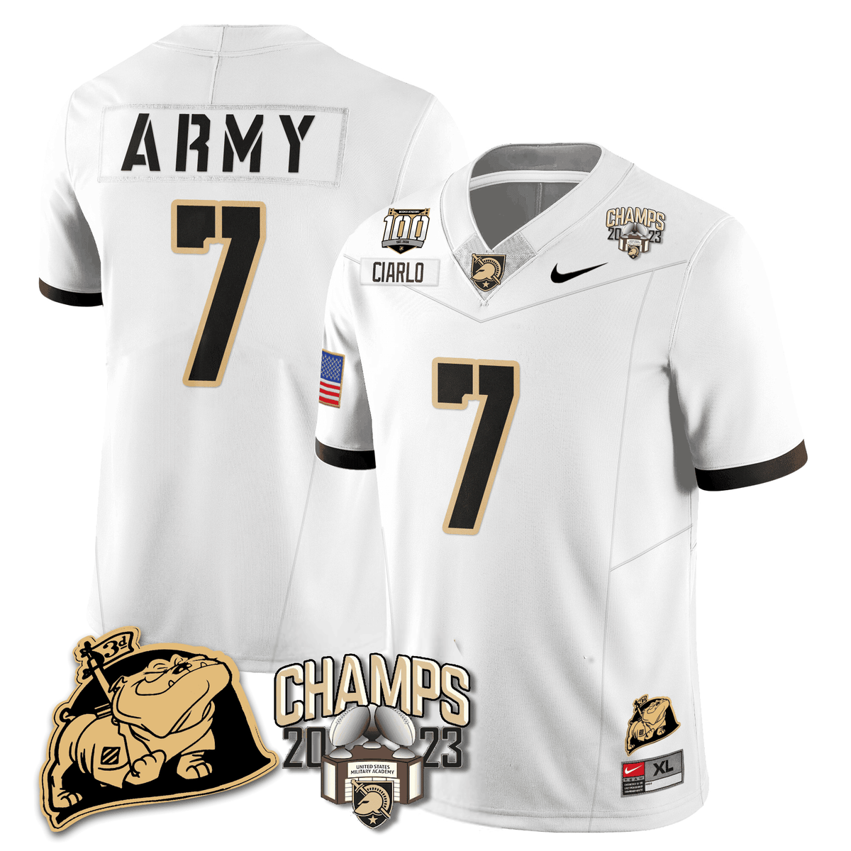Army Black Knights 2023 CIC Trophy Champion Patch Jersey
