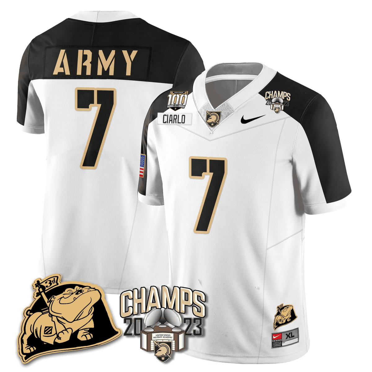 Army Black Knights 2023 CIC Trophy Champion Patch Jersey