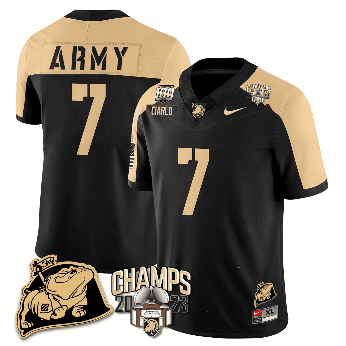Army Black Knights 2023 CIC Trophy Champion Patch Jersey