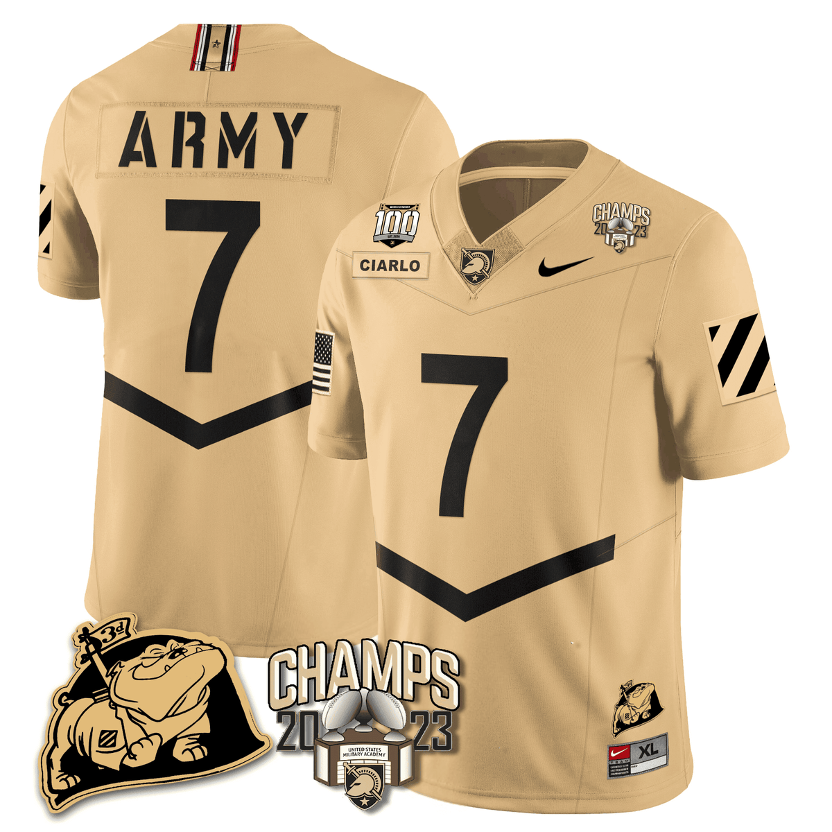 Army Black Knights 2023 CIC Trophy Champion Patch Jersey