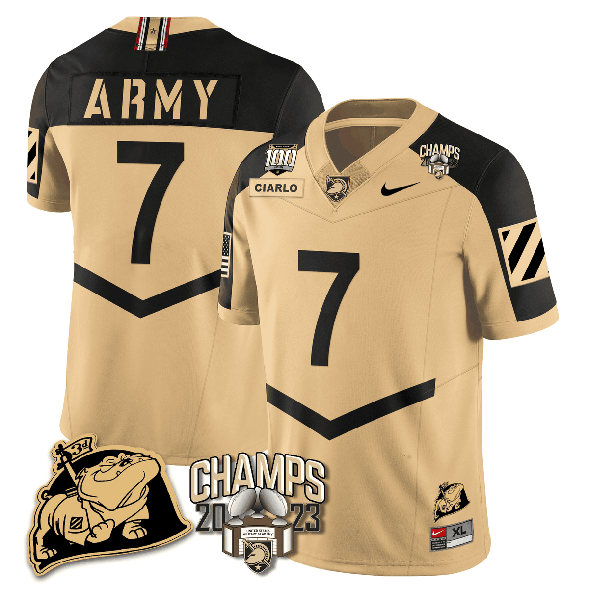 Army Black Knights 2023 CIC Trophy Champion Patch Jersey