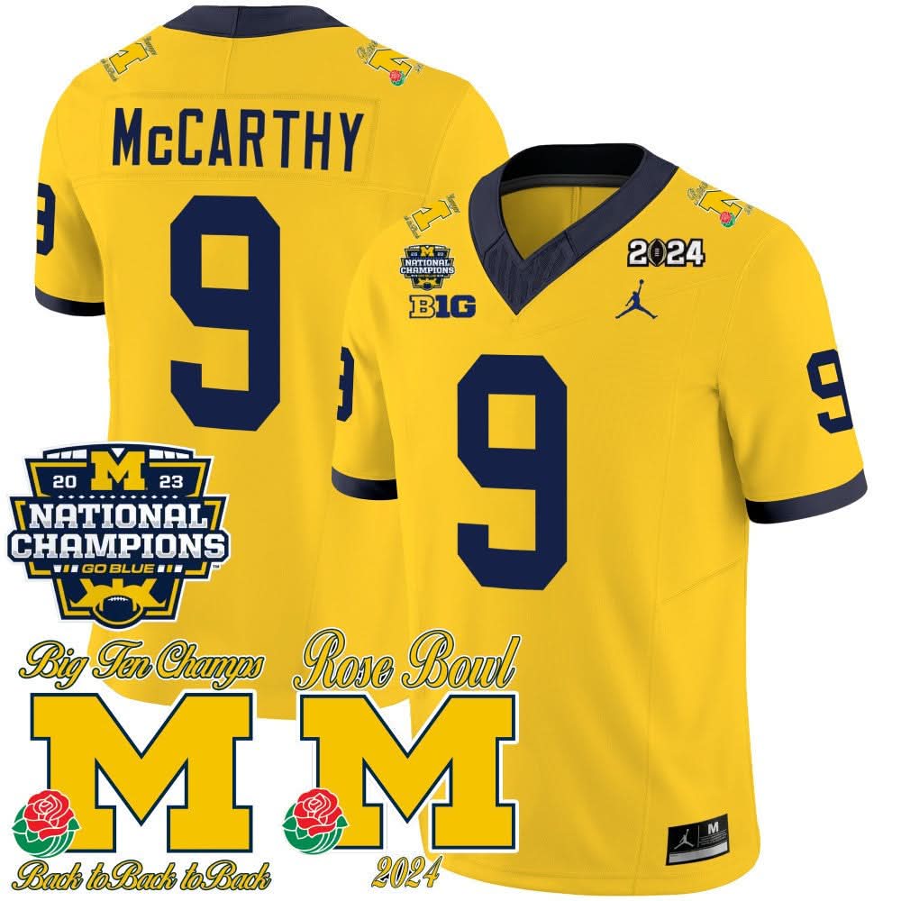 Michigan Wolverines 2023 National Champions & Rose Bowl Patch Vapor Jersey-Cuztomshoes