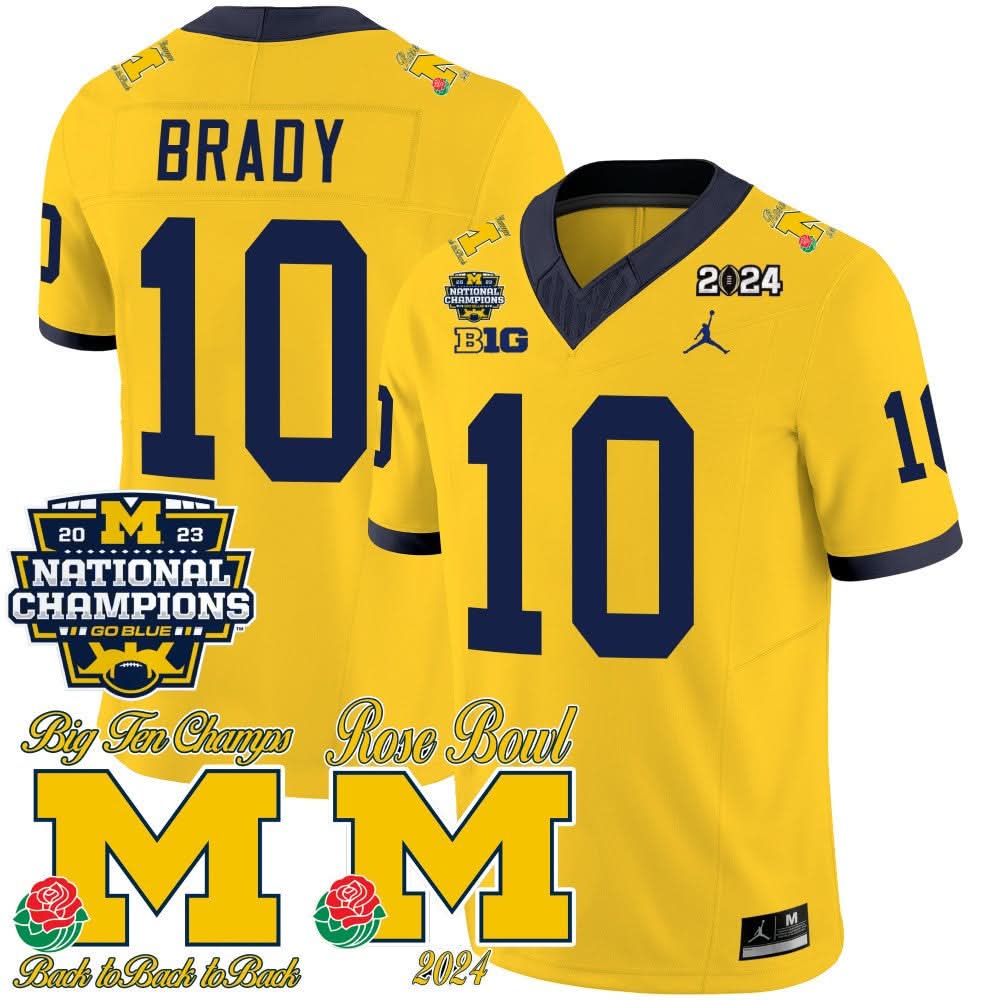 Michigan Wolverines 2023 National Champions & Rose Bowl Patch Vapor Jersey-Cuztomshoes