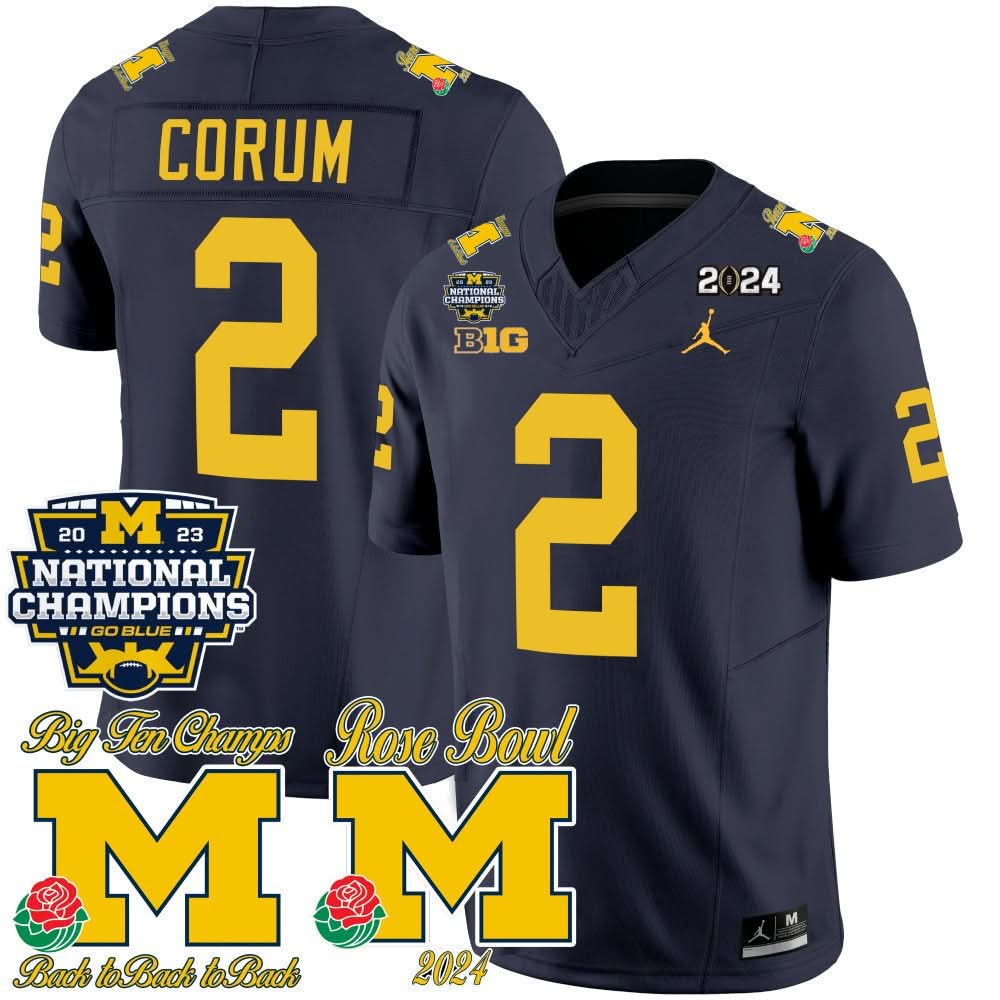 Michigan Wolverines 2023 National Champions & Rose Bowl Patch Vapor Jersey-Cuztomshoes