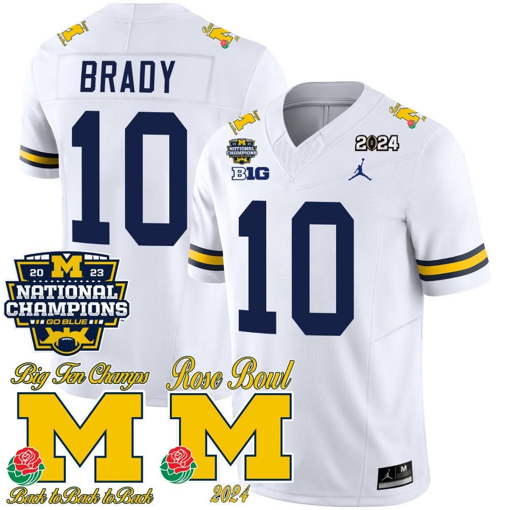 Michigan Wolverines 2023 National Champions & Rose Bowl Patch Vapor Jersey-Cuztomshoes