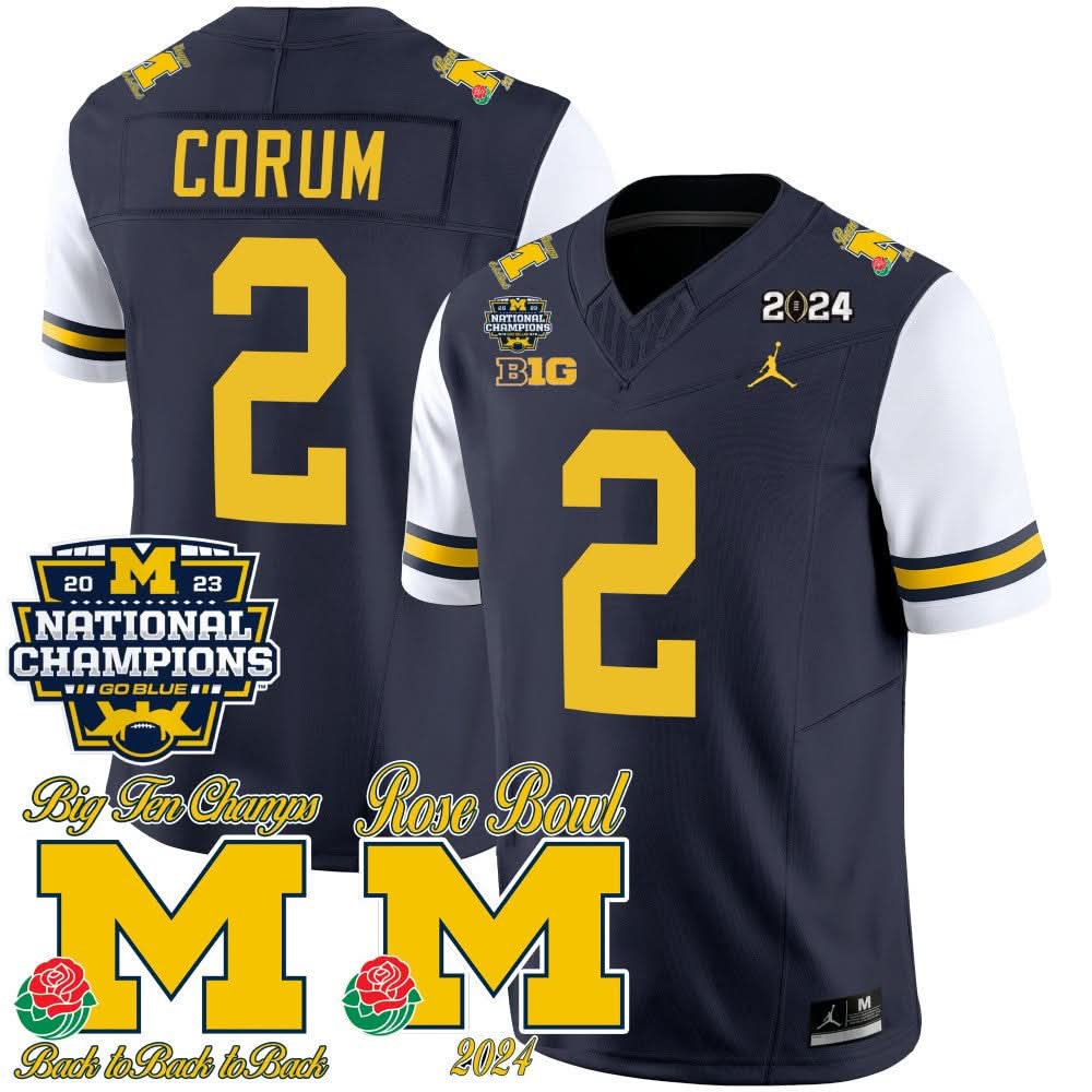 Michigan Wolverines 2023 National Champions & Rose Bowl Patch Vapor Jersey-Cuztomshoes