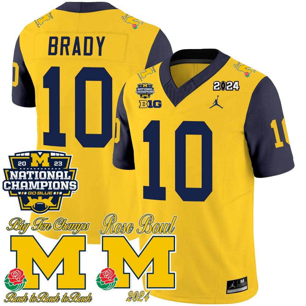 Michigan Wolverines 2023 National Champions & Rose Bowl Patch Vapor Jersey-Cuztomshoes