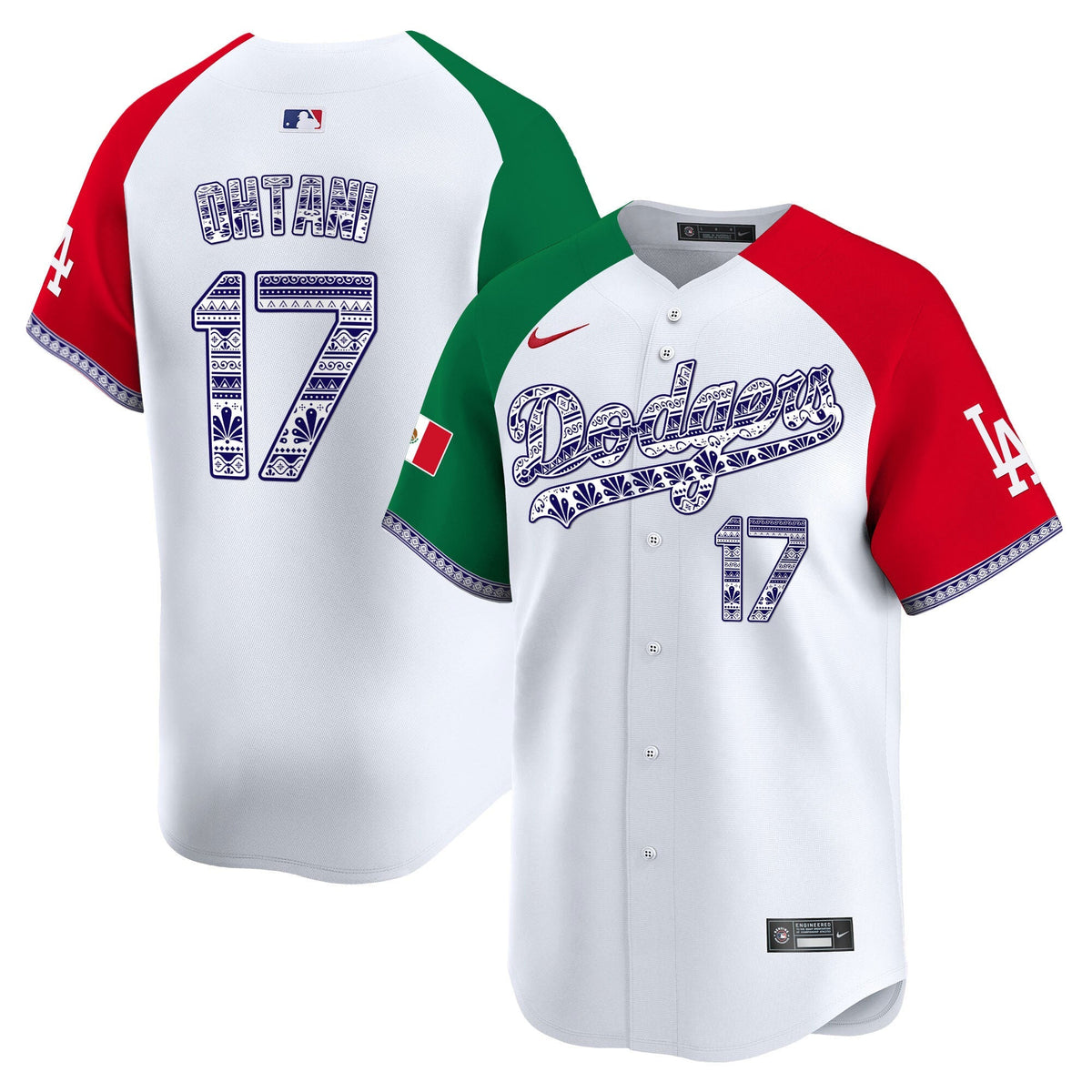 Los Angeles Dodgers Mexico Vapor Premier Limited Jersey V3 - Stitched-Cuztomshoes