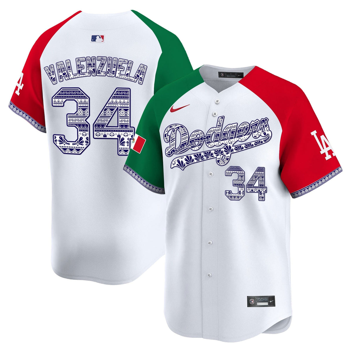 Los Angeles Dodgers Mexico Vapor Premier Limited Jersey V3 - Stitched-Cuztomshoes