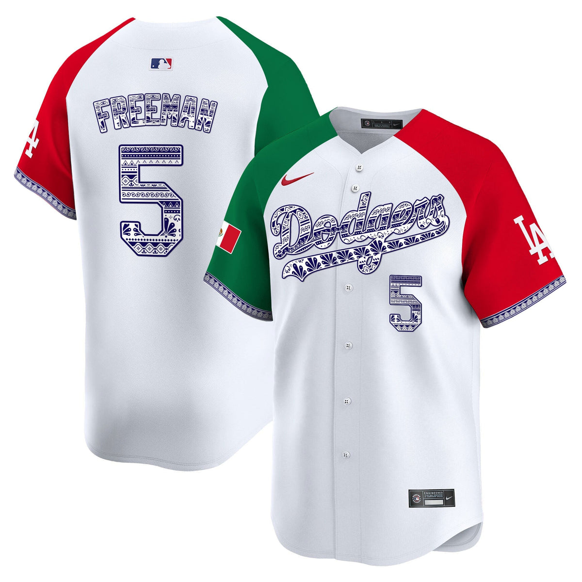 Los Angeles Dodgers Mexico Vapor Premier Limited Jersey V3 - Stitched-Cuztomshoes