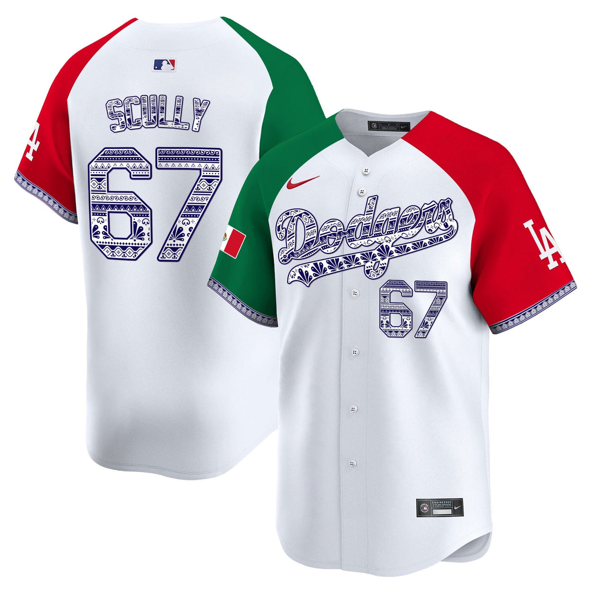 Los Angeles Dodgers Mexico Vapor Premier Limited Jersey V3 - Stitched-Cuztomshoes