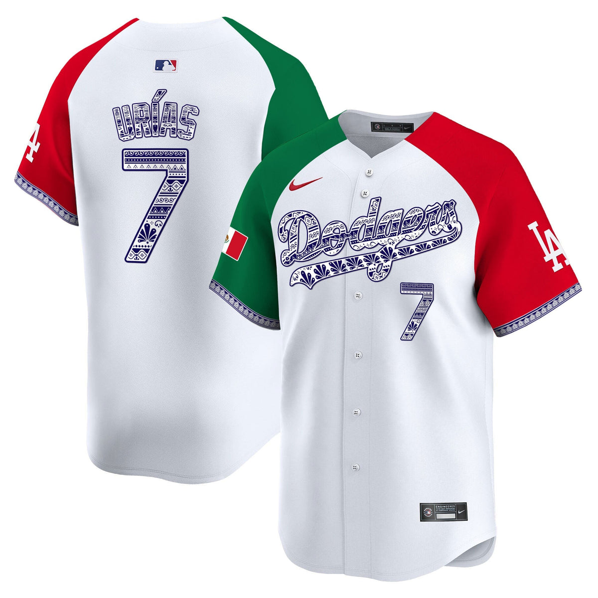 Los Angeles Dodgers Mexico Vapor Premier Limited Jersey V3 - Stitched-Cuztomshoes