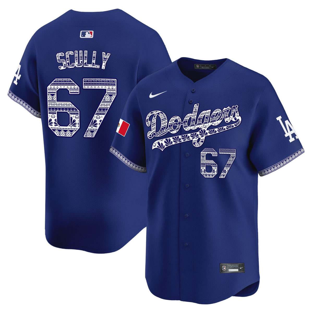 Los Angeles Dodgers Mexico Vapor Premier Limited Jersey V3 - Stitched-Cuztomshoes