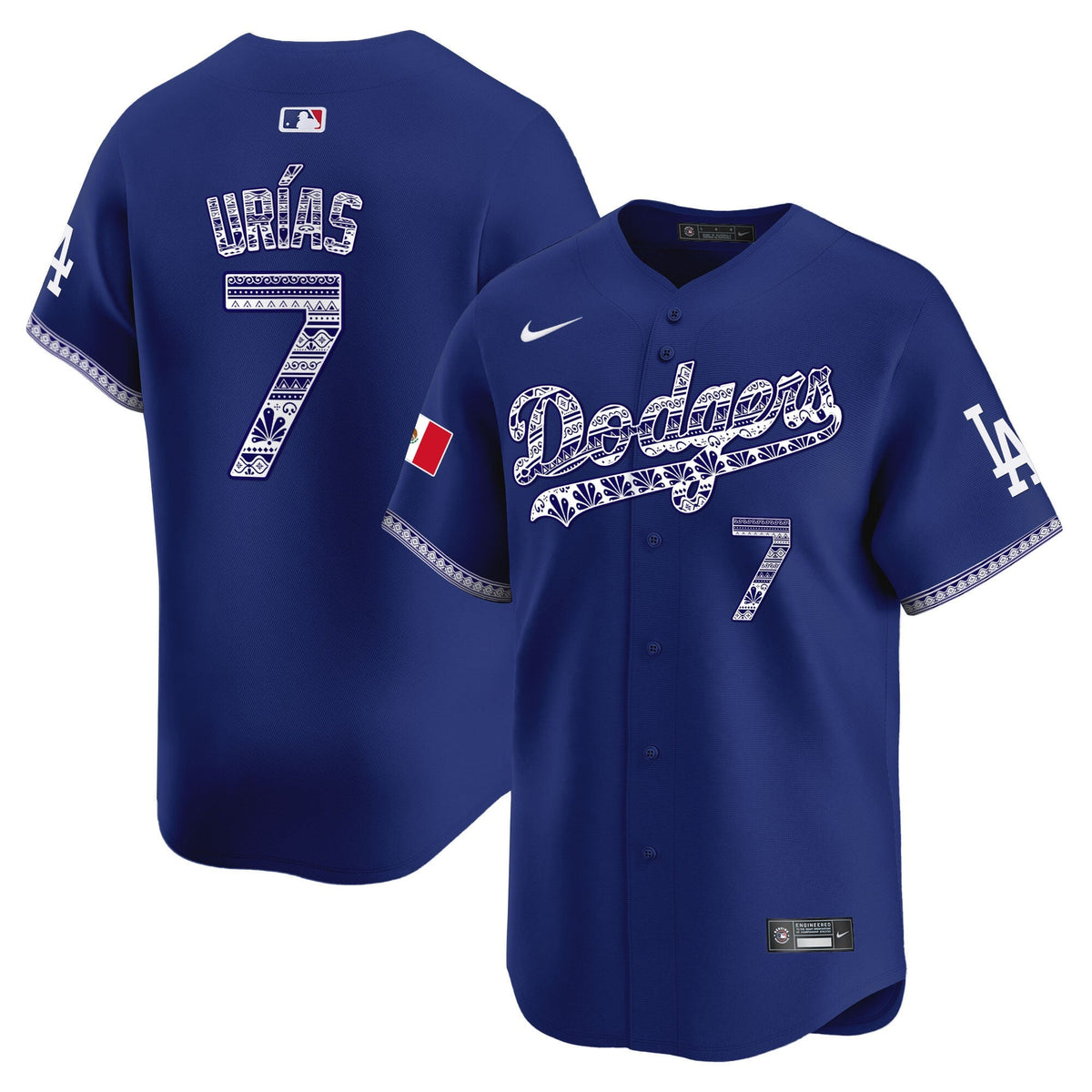 Los Angeles Dodgers Mexico Vapor Premier Limited Jersey V3 - Stitched-Cuztomshoes