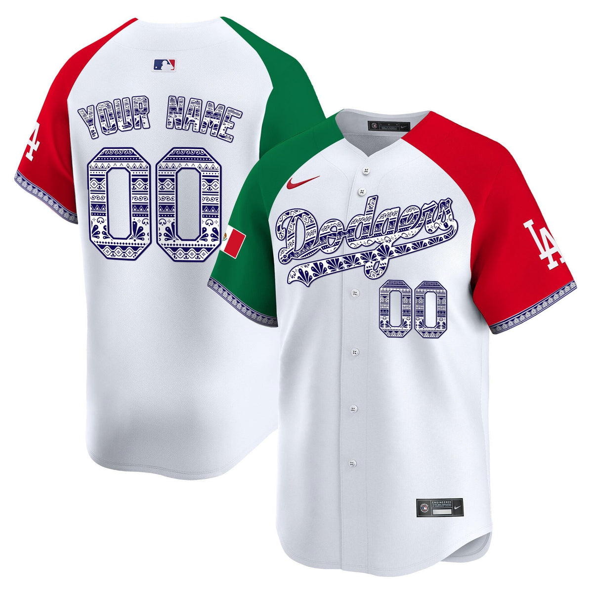 Los Angeles Dodgers Mexico Vapor Premier Limited Custom Jersey V3 - Stitched-Cuztomshoes