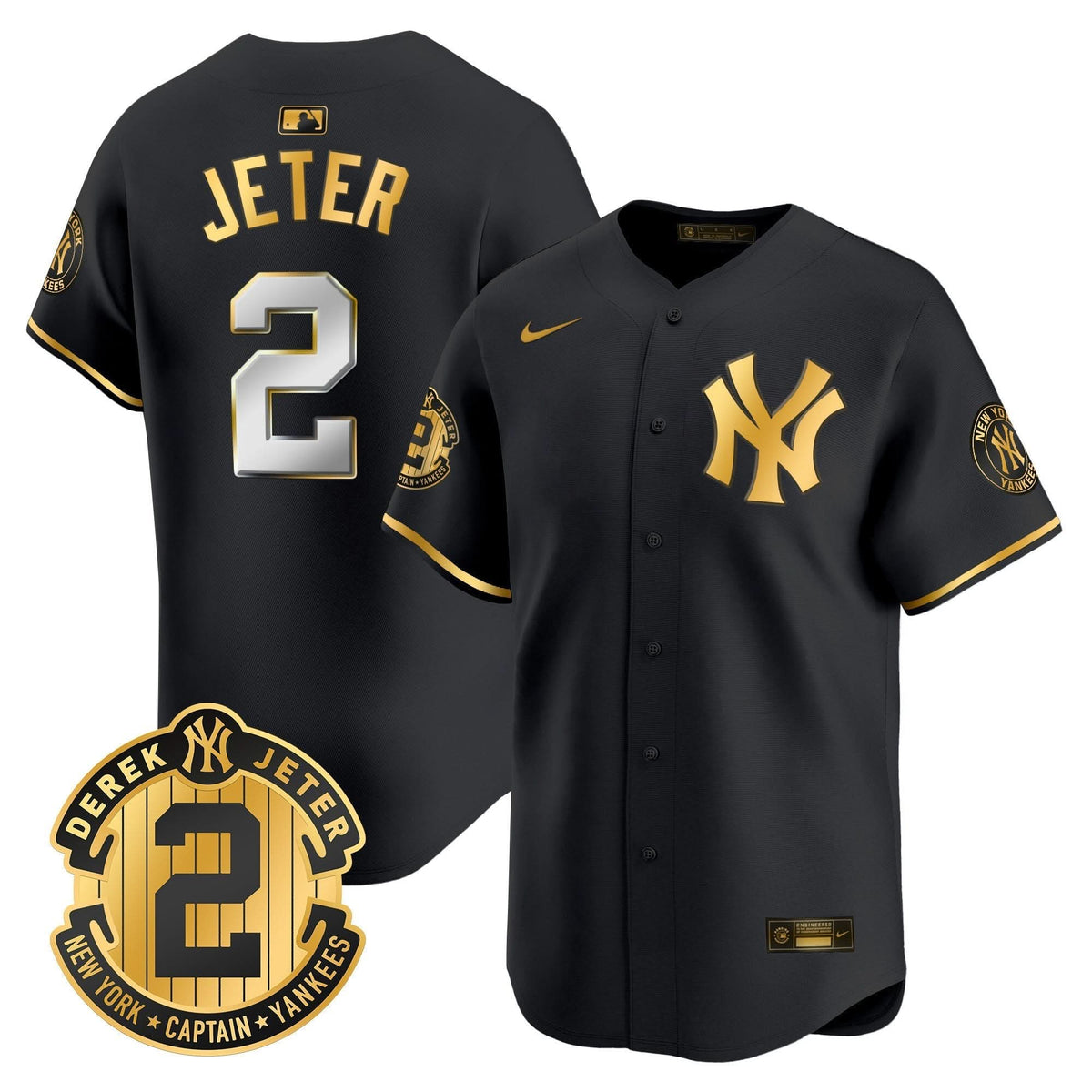 New York Yankees Derek Jeter Patch Vapor Premier Limited Jersey - Stitched