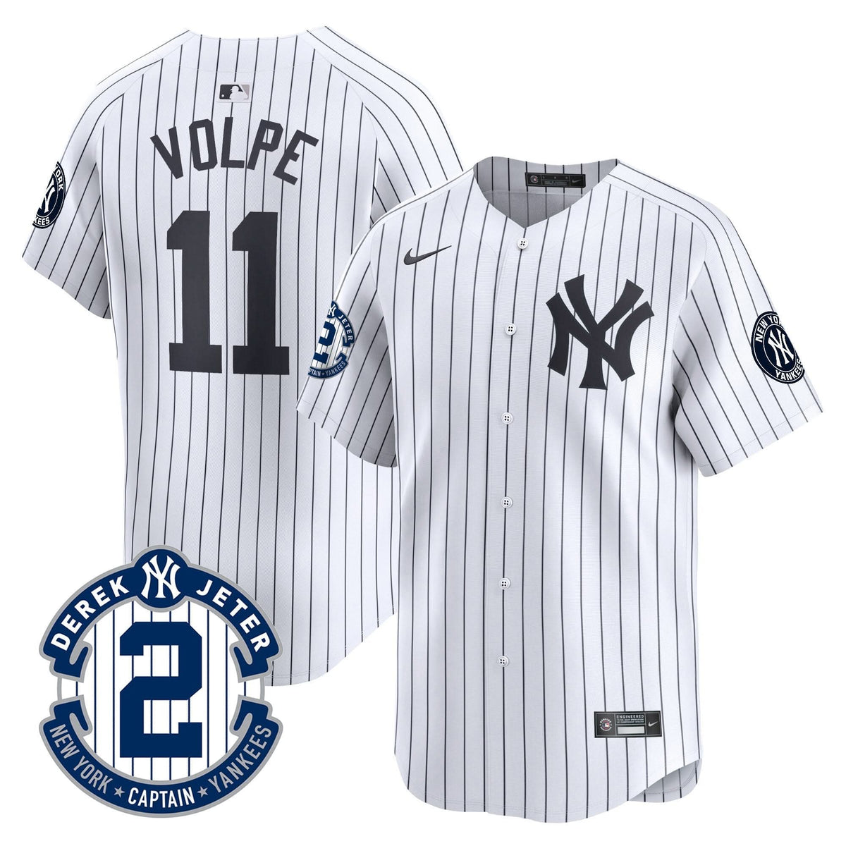 New York Yankees Derek Jeter Patch Vapor Premier Limited Jersey - Stitched