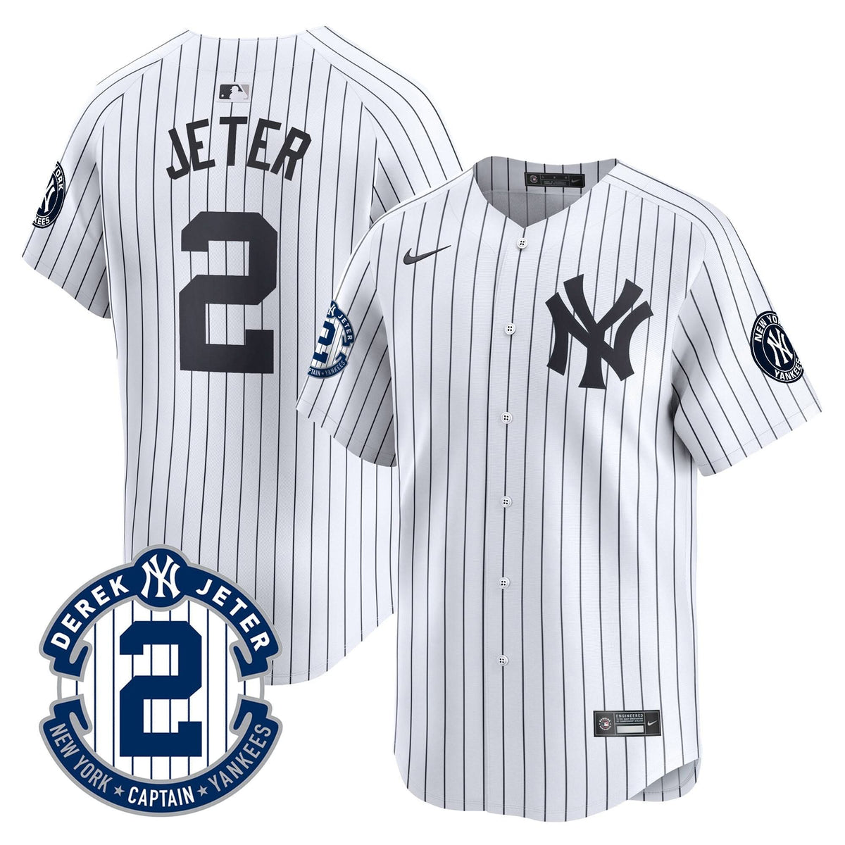 New York Yankees Derek Jeter Patch Vapor Premier Limited Jersey - Stitched