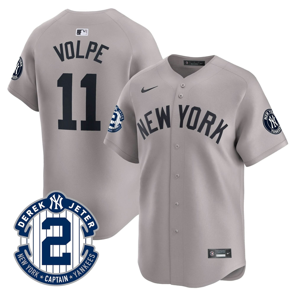 New York Yankees Derek Jeter Patch Vapor Premier Limited Jersey - Stitched