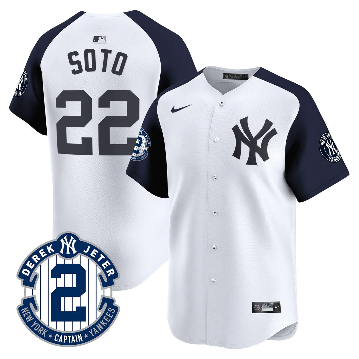 New York Yankees Derek Jeter Patch Vapor Premier Limited Jersey - Stitched