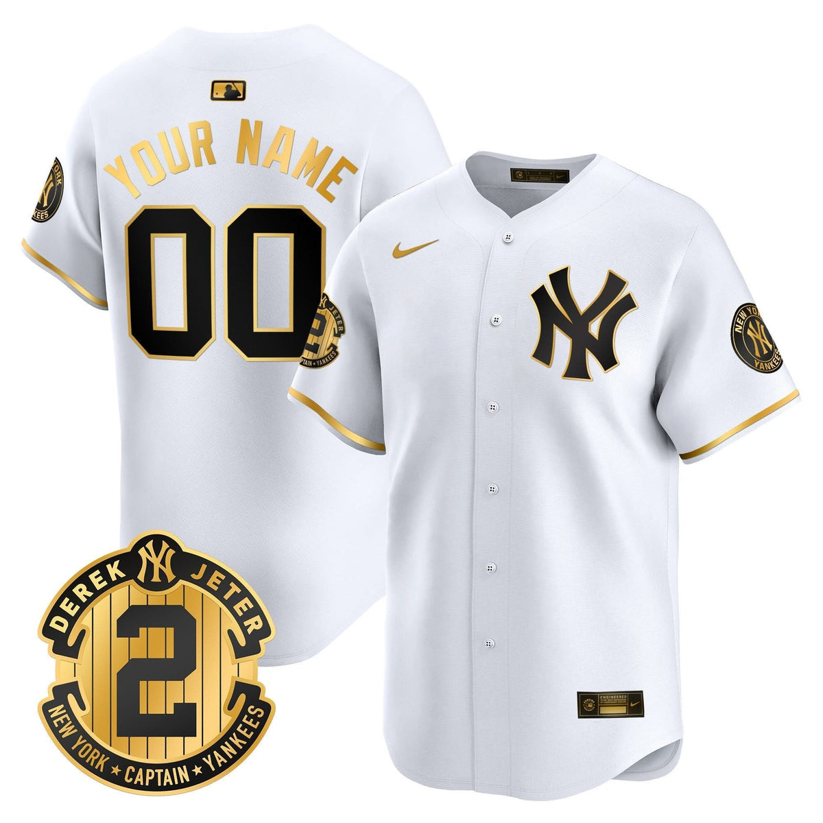 New York Yankees Derek Jeter Patch Vapor Premier Limited Custom Jersey - Stitched