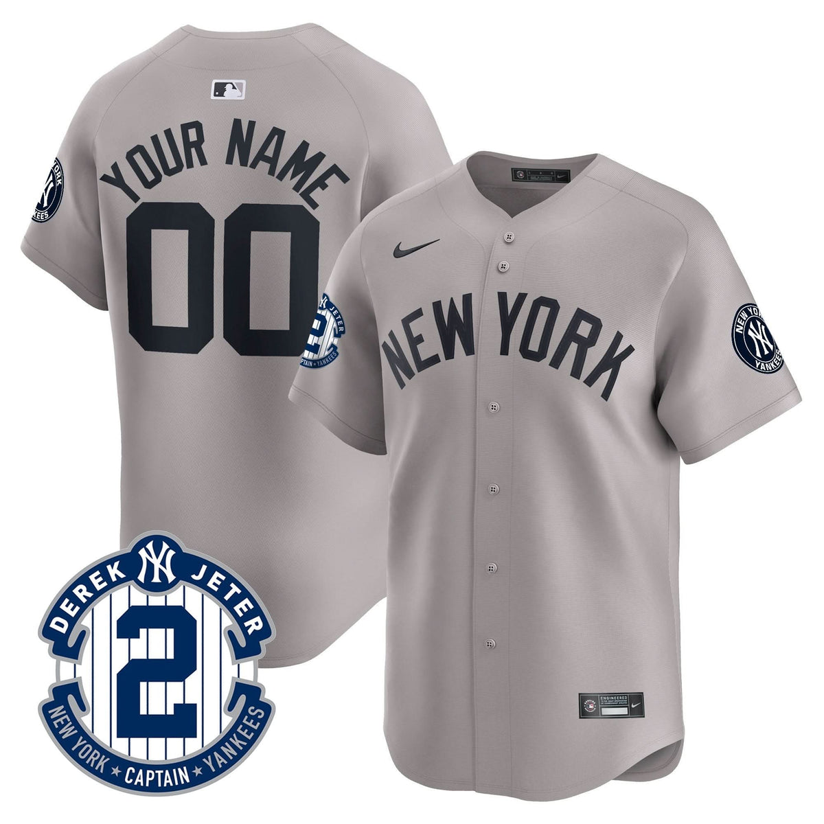 New York Yankees Derek Jeter Patch Vapor Premier Limited Custom Jersey - Stitched
