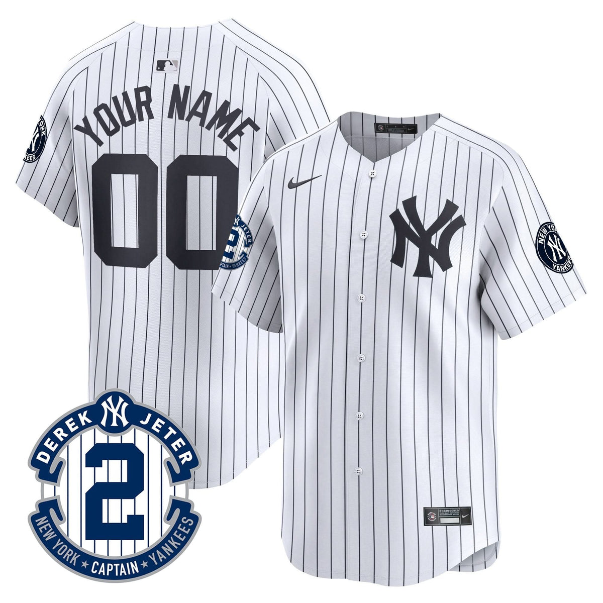 New York Yankees Derek Jeter Patch Vapor Premier Limited Custom Jersey - Stitched