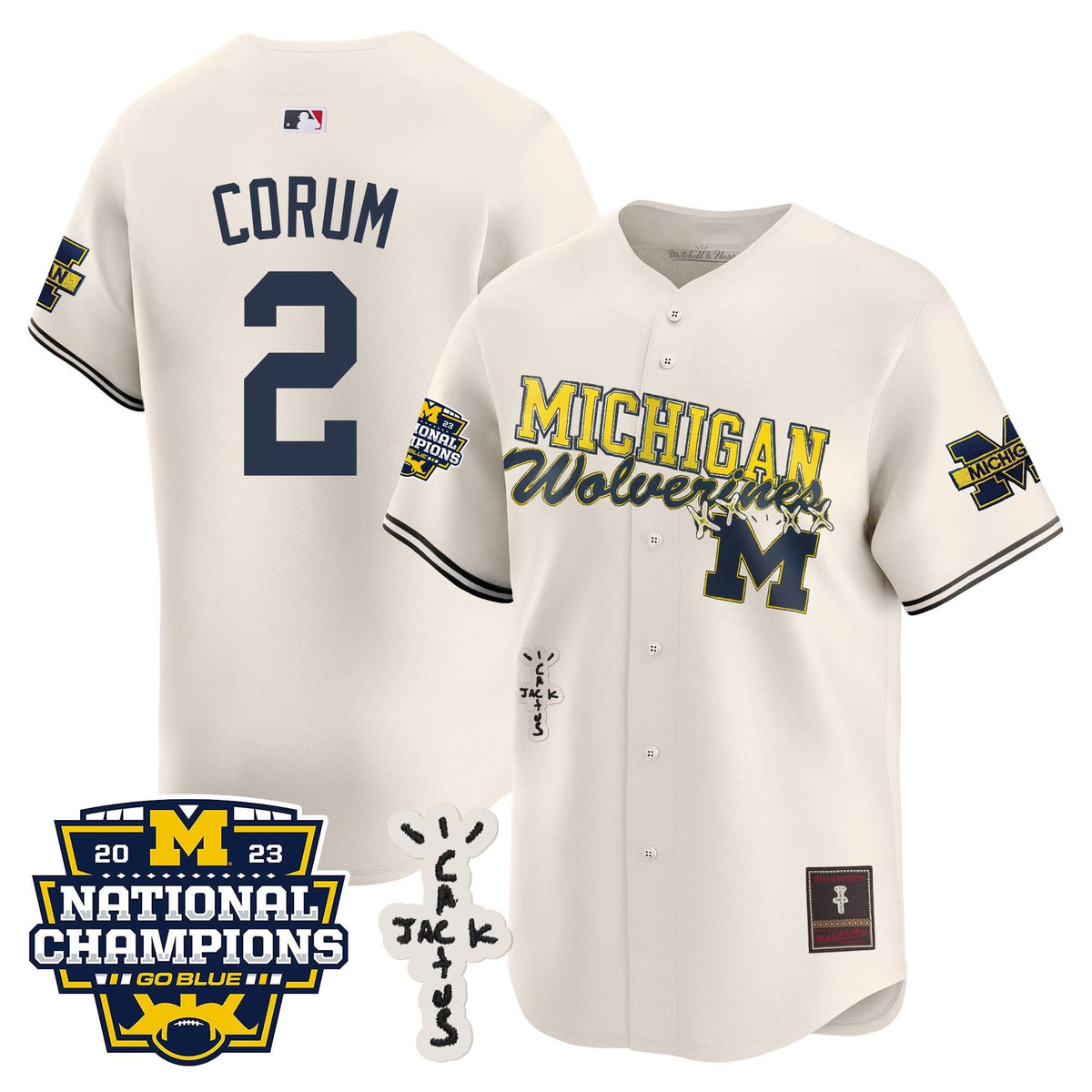 Michigan Wolverines Cactus Jack Champions Baseball Jersey - Stitched