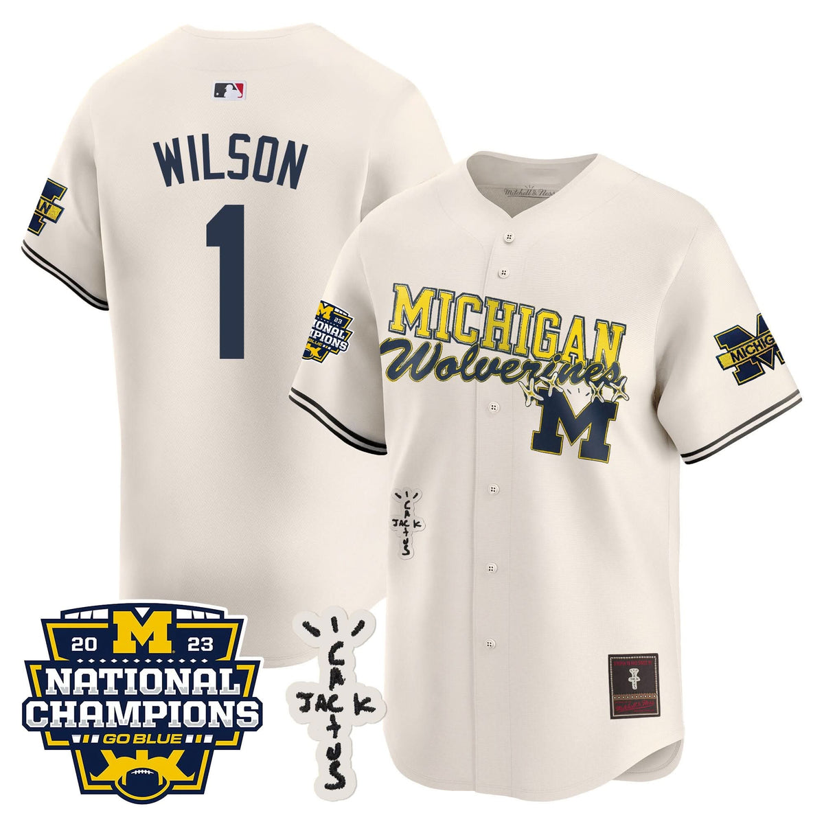 Michigan Wolverines Cactus Jack Champions Baseball Jersey - Stitched