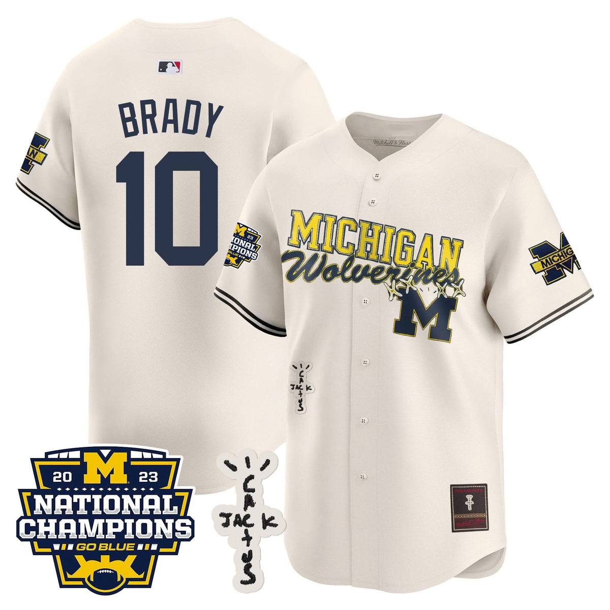 Michigan Wolverines Cactus Jack Champions Baseball Jersey - Stitched