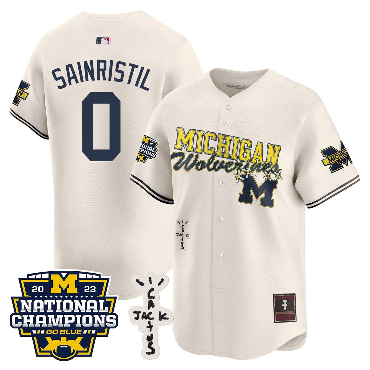 Michigan Wolverines Cactus Jack Champions Baseball Jersey - Stitched