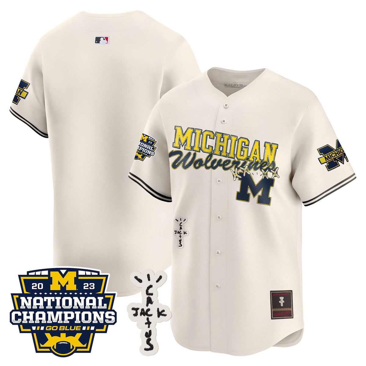 Michigan Wolverines Cactus Jack Champions Baseball Jersey - Stitched