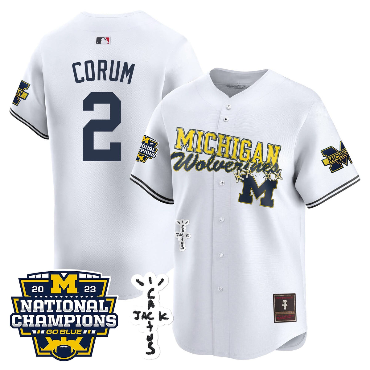 Michigan Wolverines Cactus Jack Champions Baseball Jersey - Stitched