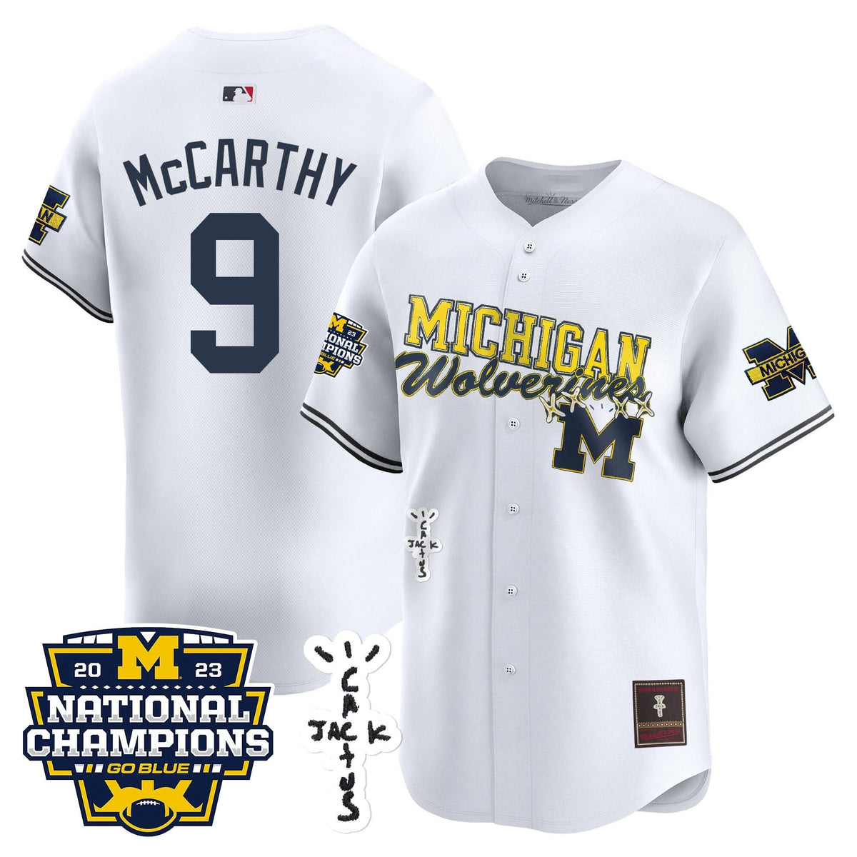 Michigan Wolverines Cactus Jack Champions Baseball Jersey - Stitched
