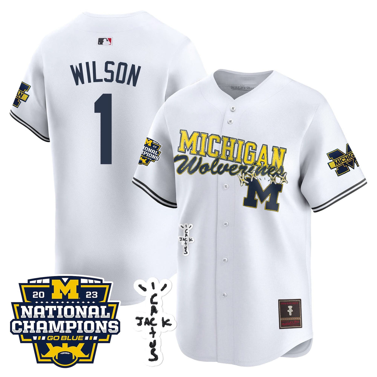 Michigan Wolverines Cactus Jack Champions Baseball Jersey - Stitched
