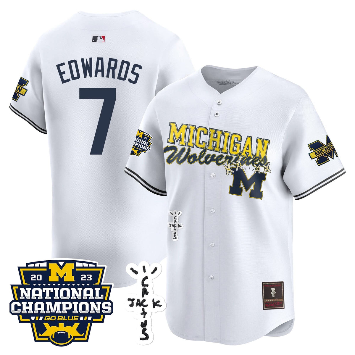 Michigan Wolverines Cactus Jack Champions Baseball Jersey - Stitched