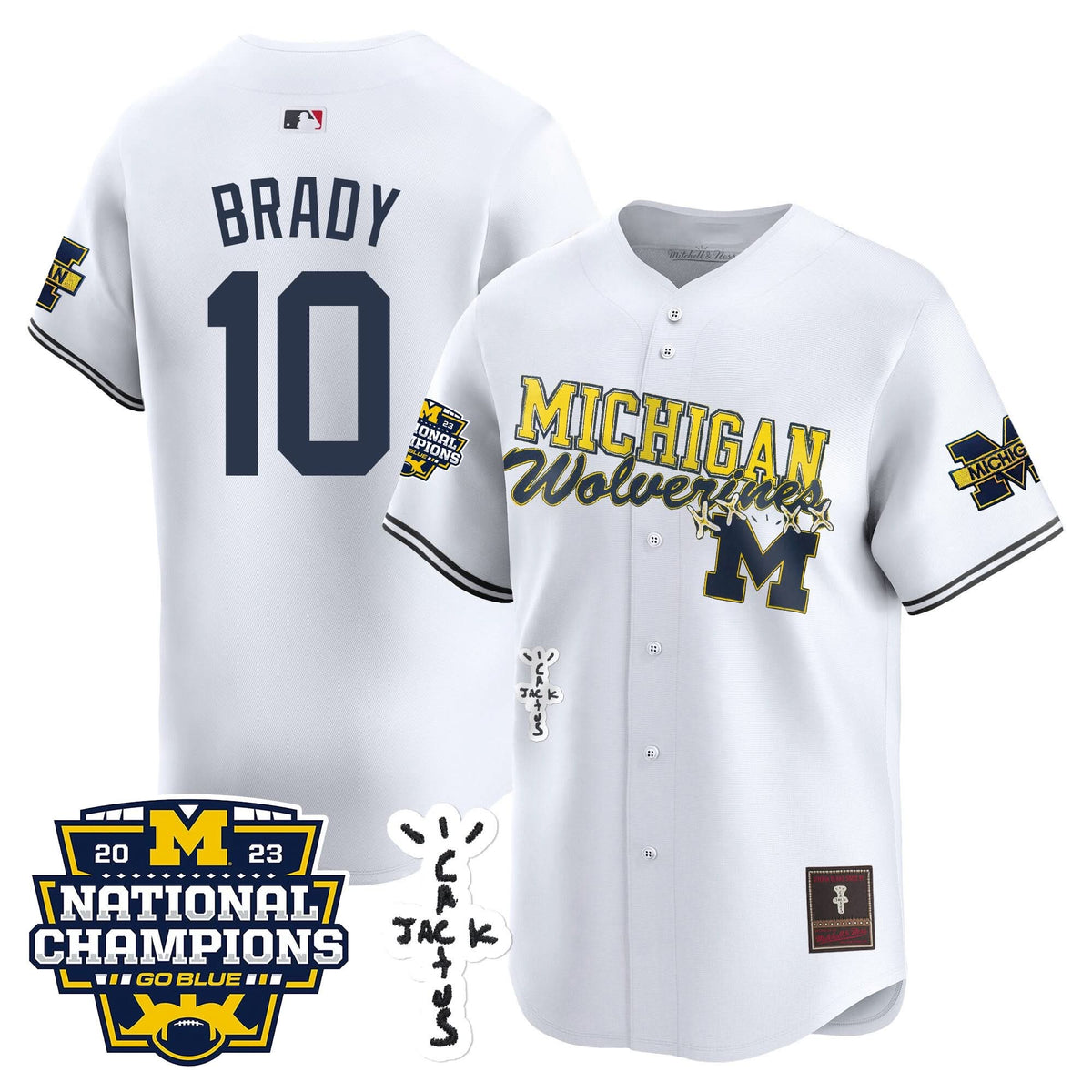 Michigan Wolverines Cactus Jack Champions Baseball Jersey - Stitched