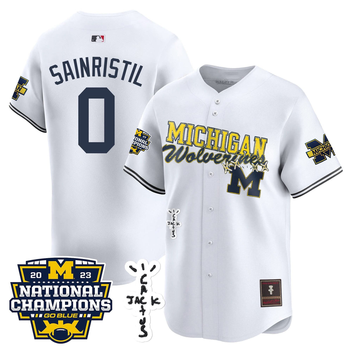 Michigan Wolverines Cactus Jack Champions Baseball Jersey - Stitched
