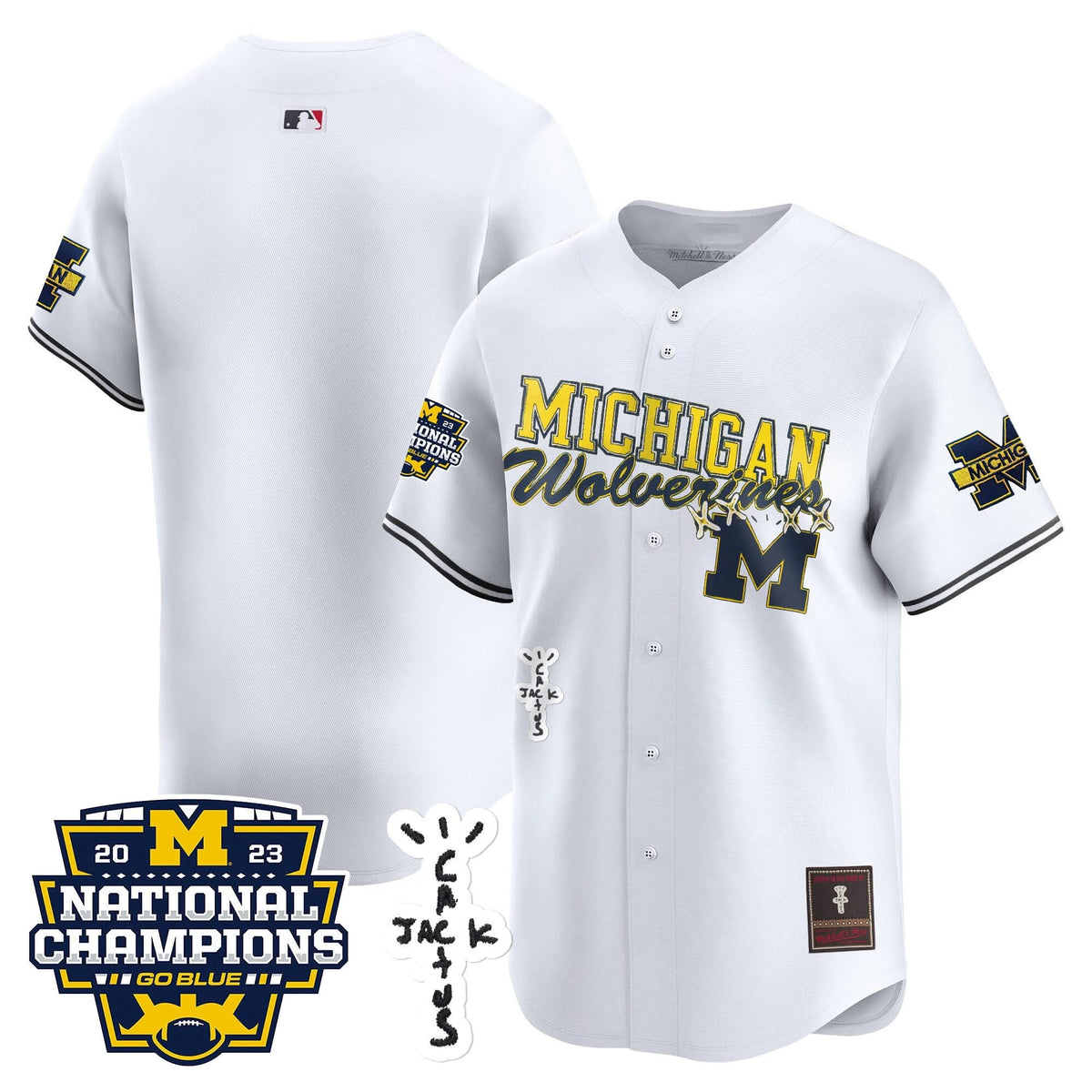 Michigan Wolverines Cactus Jack Champions Baseball Jersey - Stitched