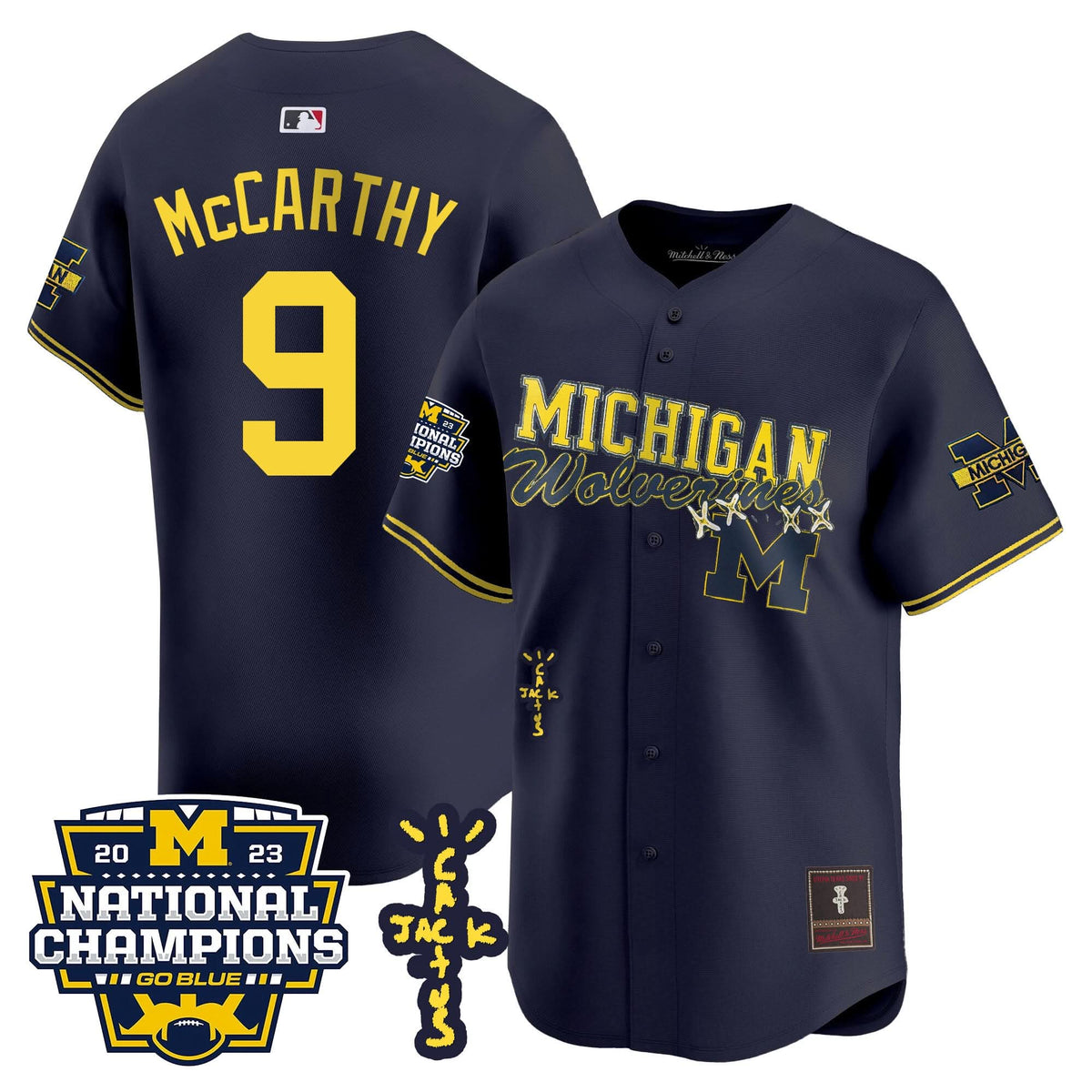 Michigan Wolverines Cactus Jack Champions Baseball Jersey - Stitched