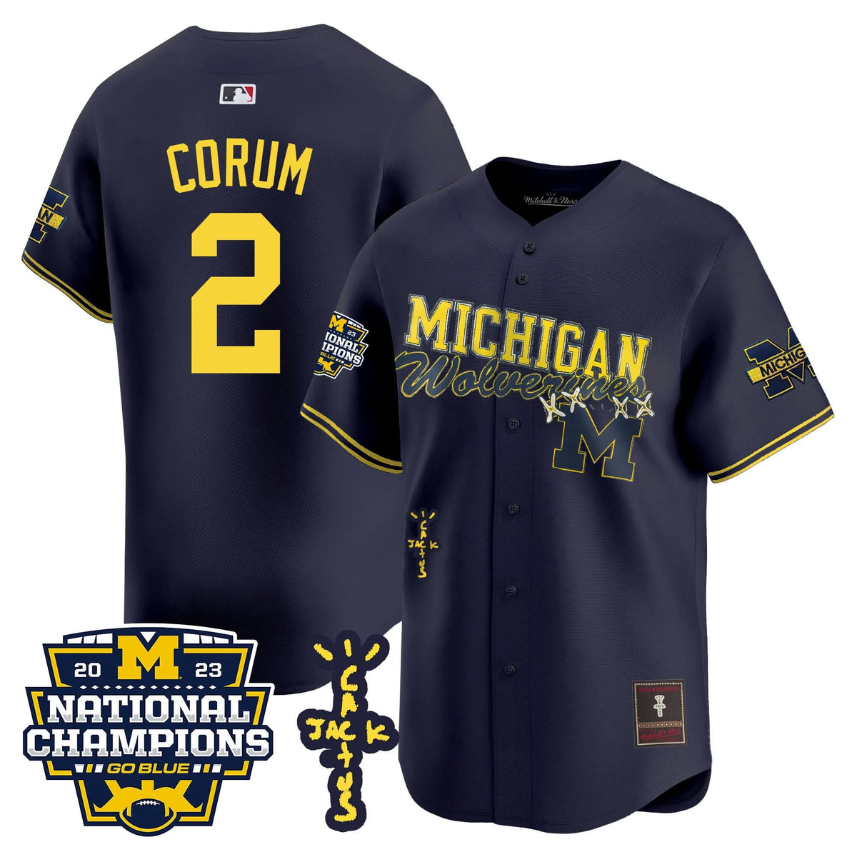 Michigan Wolverines Cactus Jack Champions Baseball Jersey - Stitched