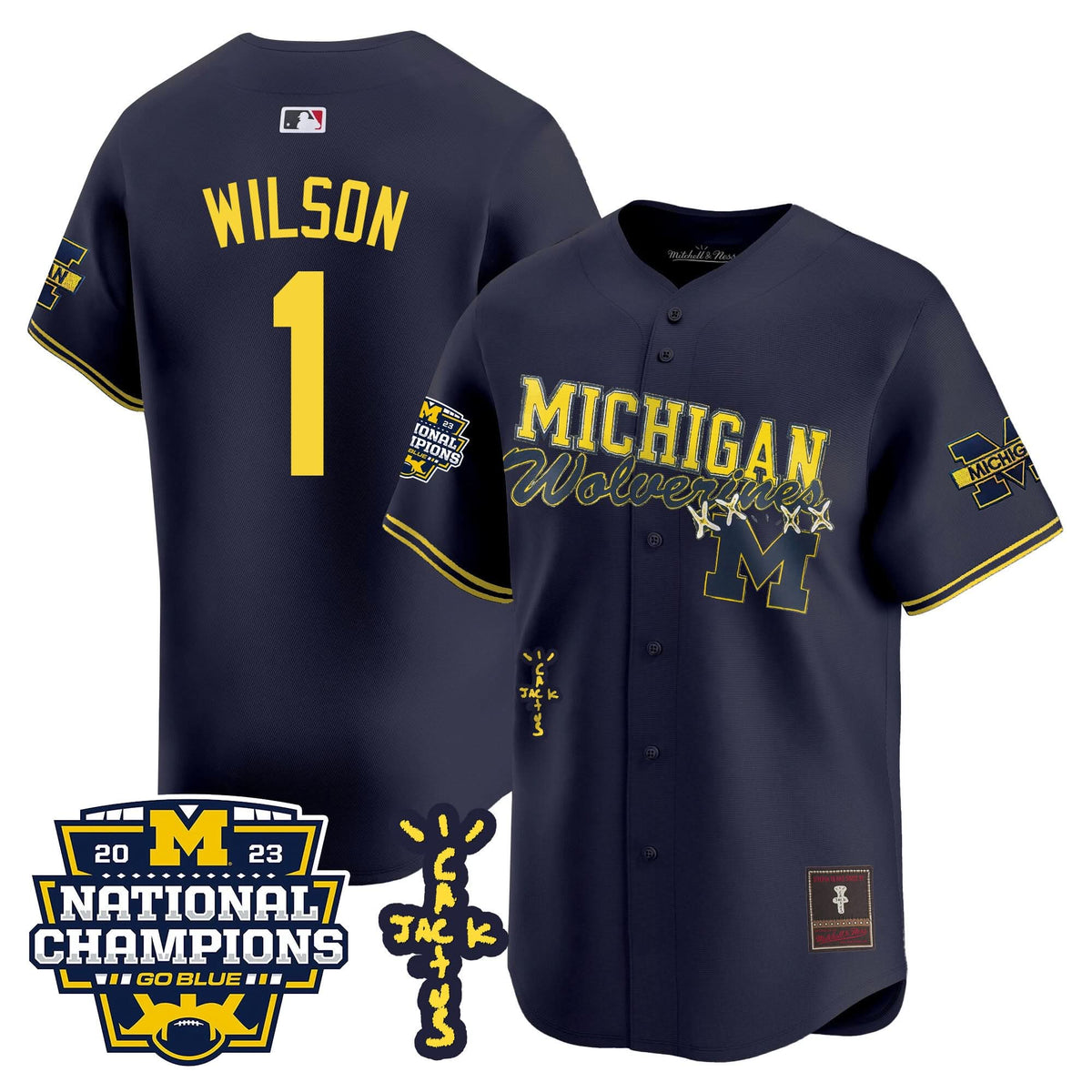 Michigan Wolverines Cactus Jack Champions Baseball Jersey - Stitched