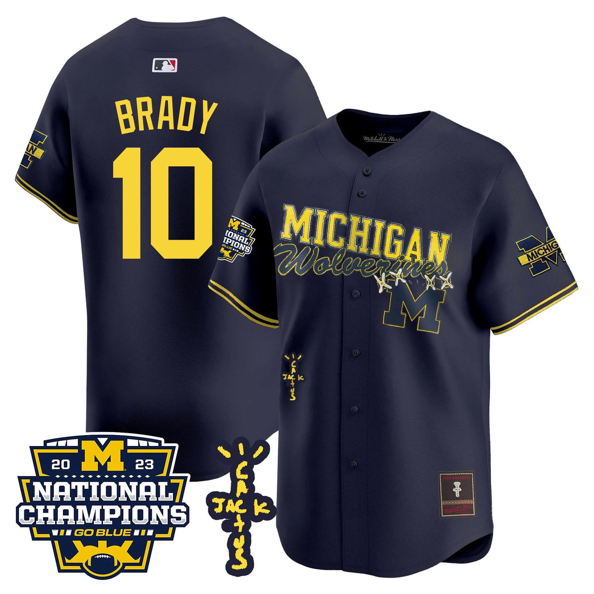 Michigan Wolverines Cactus Jack Champions Baseball Jersey - Stitched