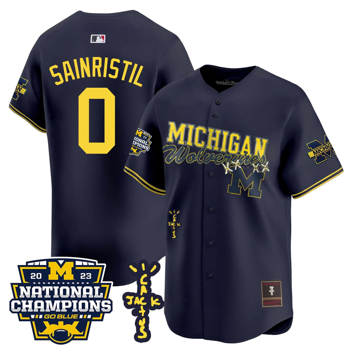 Michigan Wolverines Cactus Jack Champions Baseball Jersey - Stitched