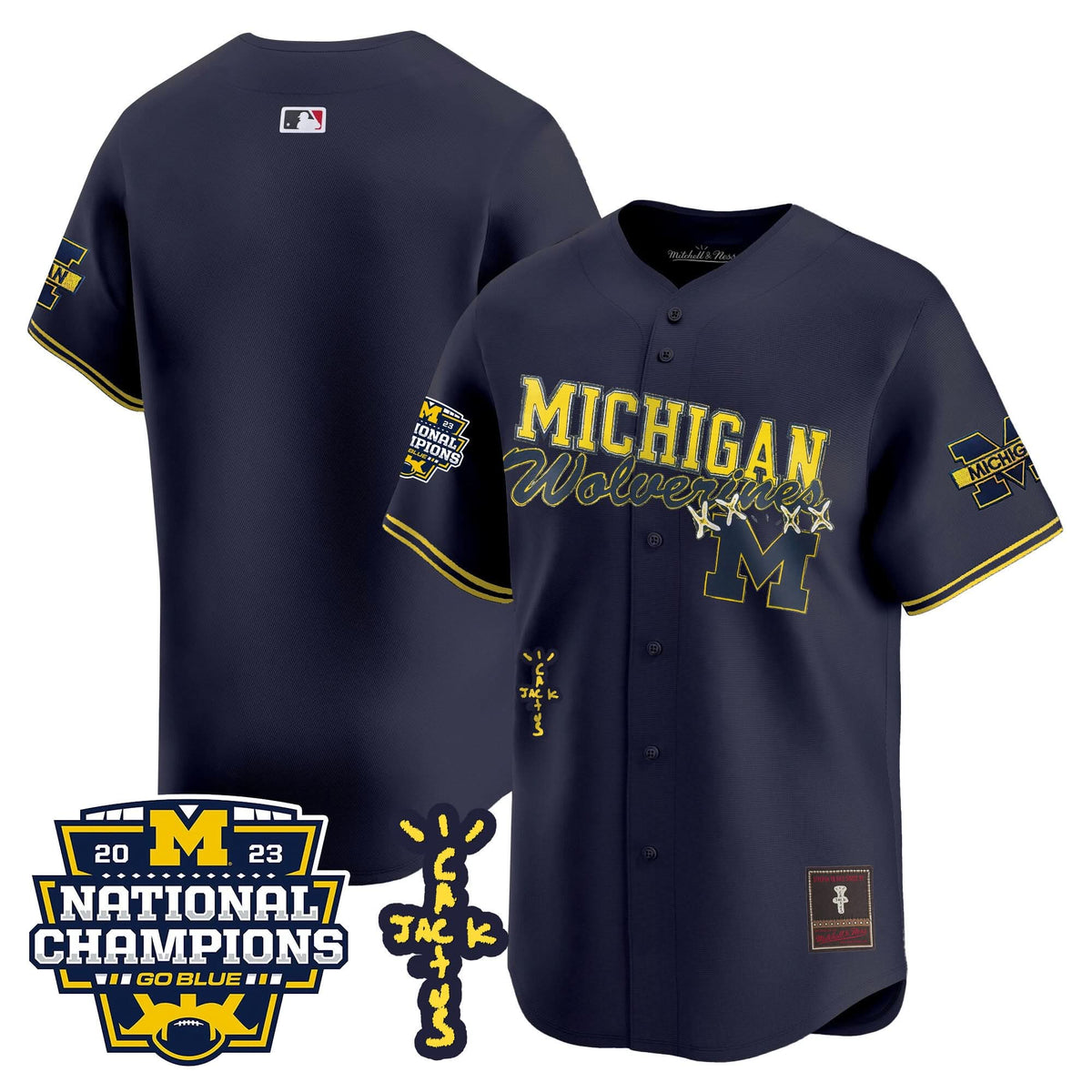 Michigan Wolverines Cactus Jack Champions Baseball Jersey - Stitched