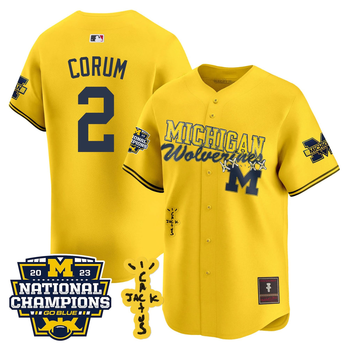 Michigan Wolverines Cactus Jack Champions Baseball Jersey - Stitched
